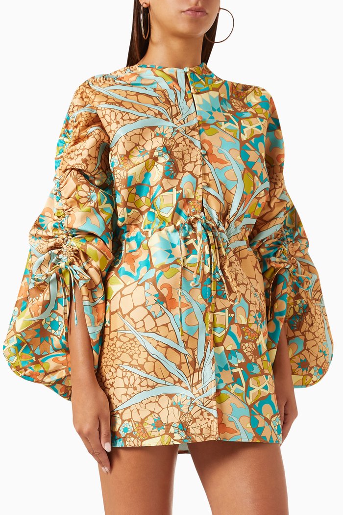 

Lida Bubble-sleeve Mini Dress, Multicolour