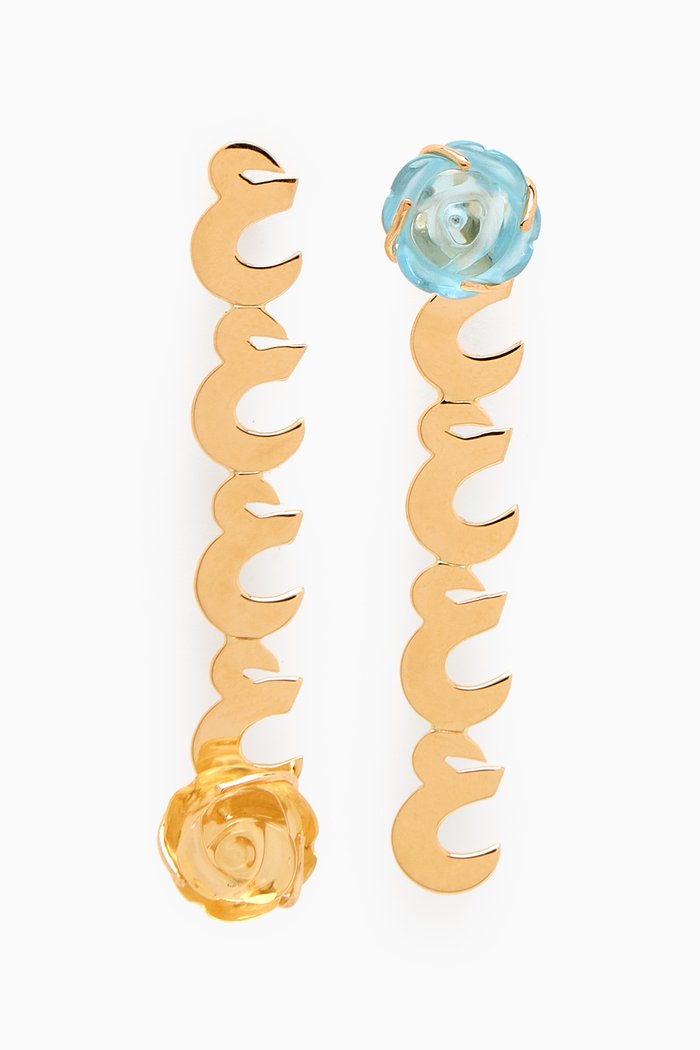 

Oula "Ein" Blue Topaz & Yellow Citrine Stone Earnings in 18kt Yellow Gold
