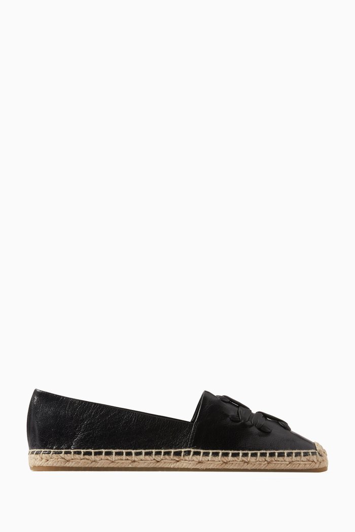 

Woven Double T A-line Espadrilles in Suede, Black