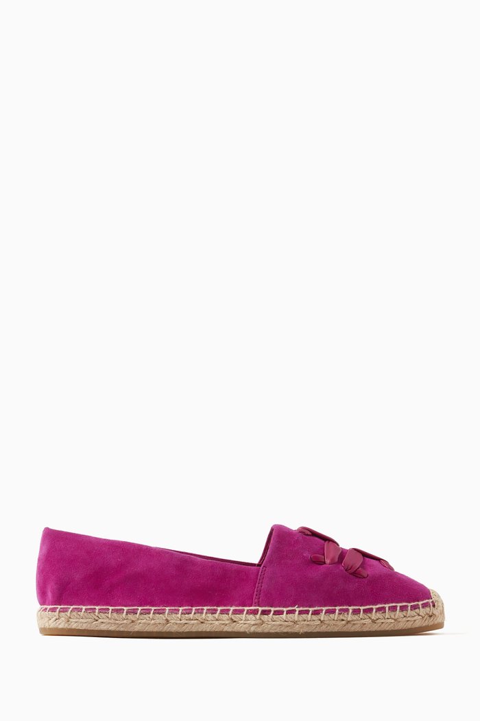 

Woven Double T A-line Espadrilles in Suede, Pink