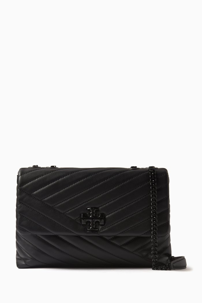 

Kira Convertible Shoulder Bag in Chevron Nappa, Black
