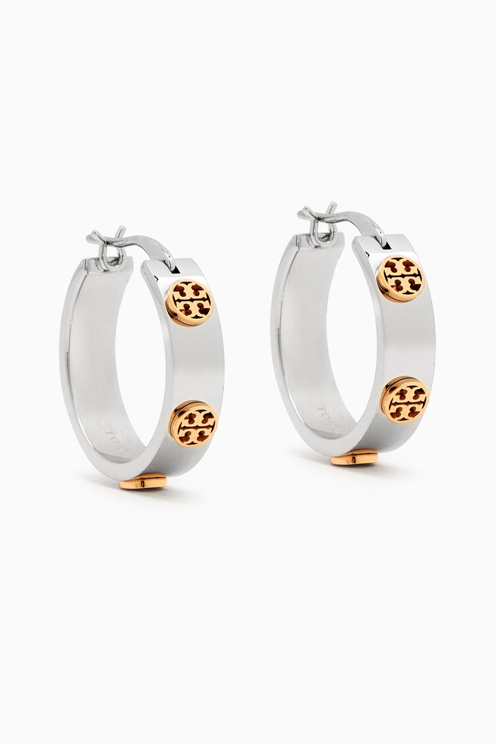 

Small Miller Stud Hoop Earrings in 18k Gold-plated Stainless Steel, Silver