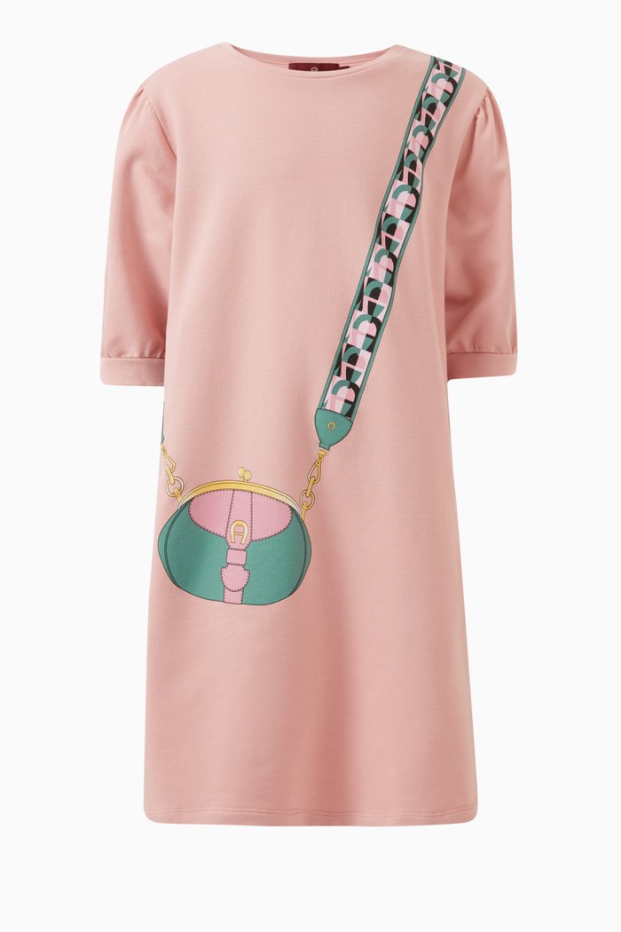 

Bag Print Dress in Cotton, Pink