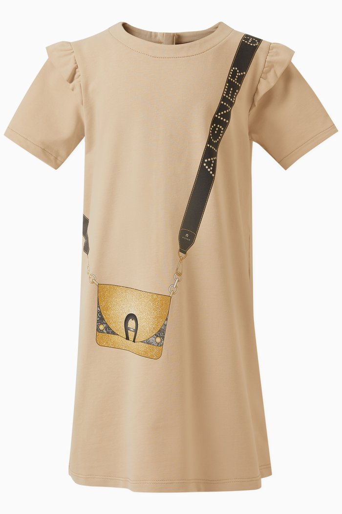 

Bag-print Dress in Cotton, Neutral