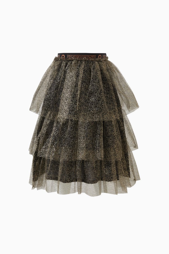 

Ruffled Skirt in Tulle, Black