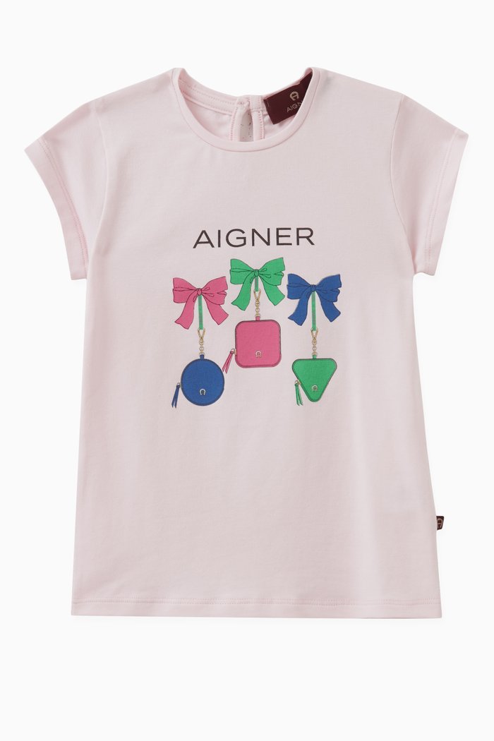 

Logo Print T-shirt in Cotton, Pink