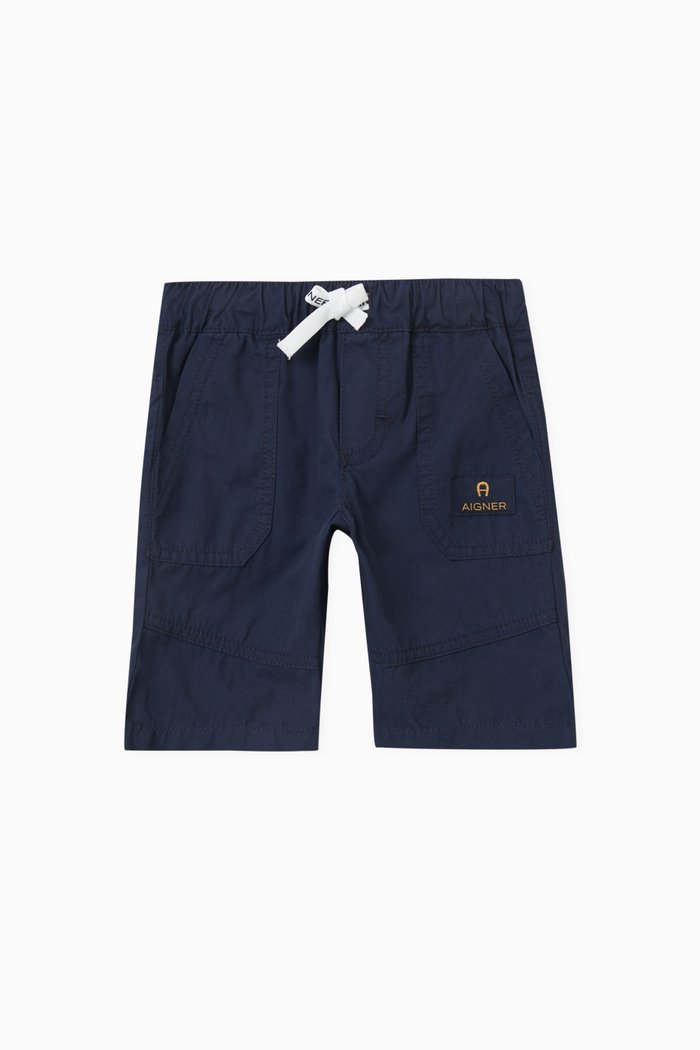 

Logo Detail Chino Shorts in Cotton, Blue