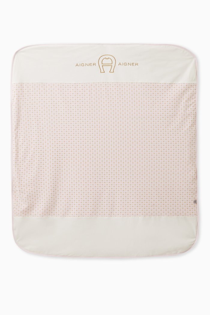 

Logo Print Baby Blanket in Cotton, Pink