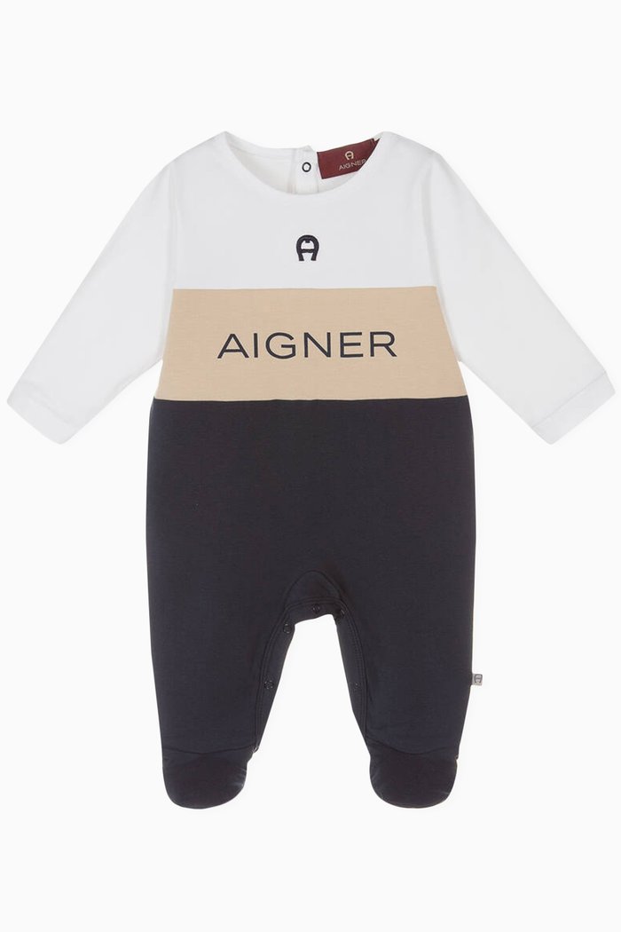 

Logo-print Sleepsuit in Cotton, Blue