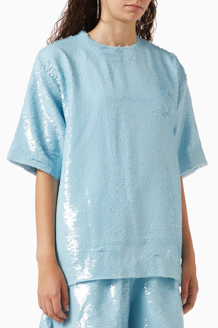 

Jones Sequinned Boxy T-shirt, Blue
