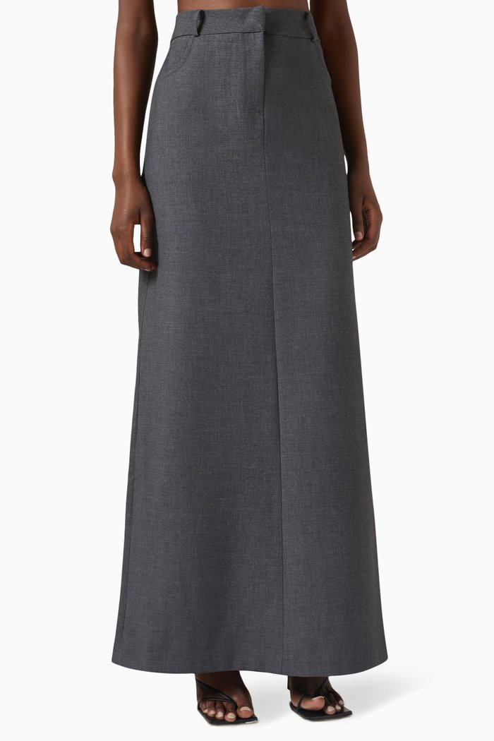 

Malvo Maxi Pencil Skirt in Suiting Fabric, Grey