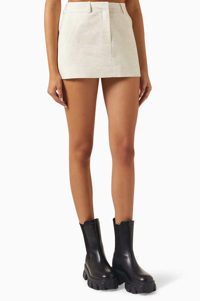 

Isle Mini Skirt in Linen-blend, White