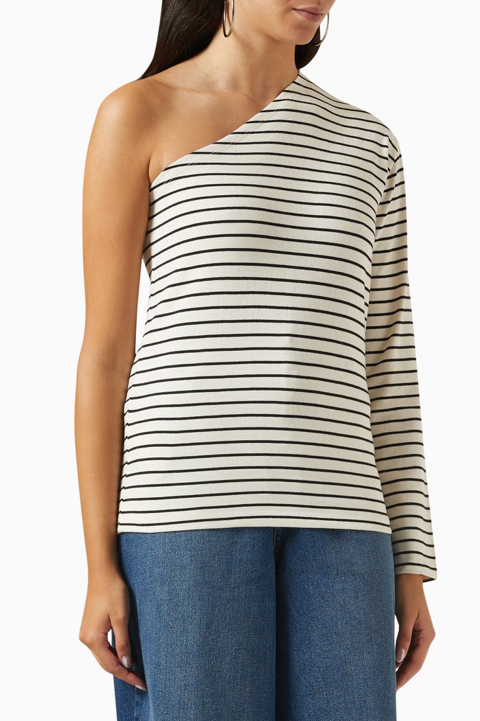 

Jean One-shoulder Striped Top in Cotton-jersey, Multicolour
