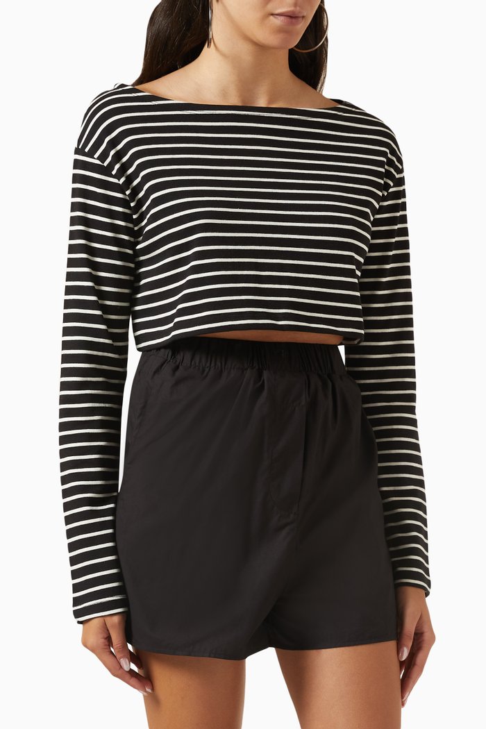 

Tilla Boatneck Crop Top in Cotton-jersey, Multicolour