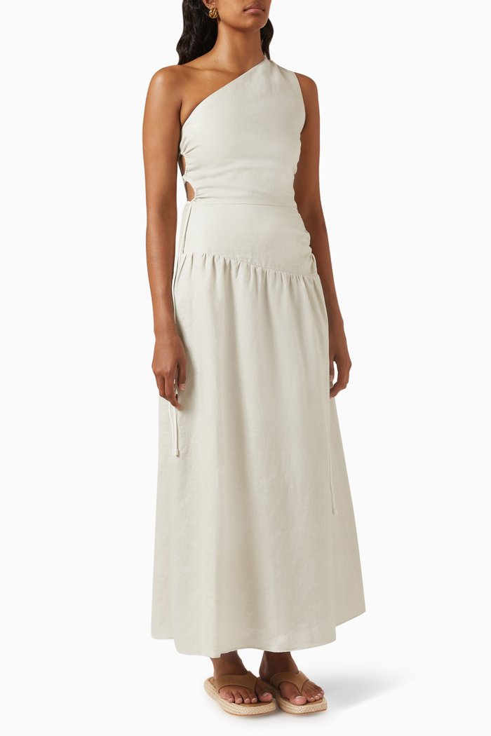 

D'Orsay Corded Maxi Dress in Linen, Neutral
