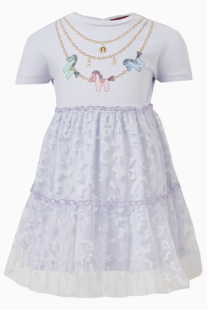 

Illustrated Dress in Cotton, Purple