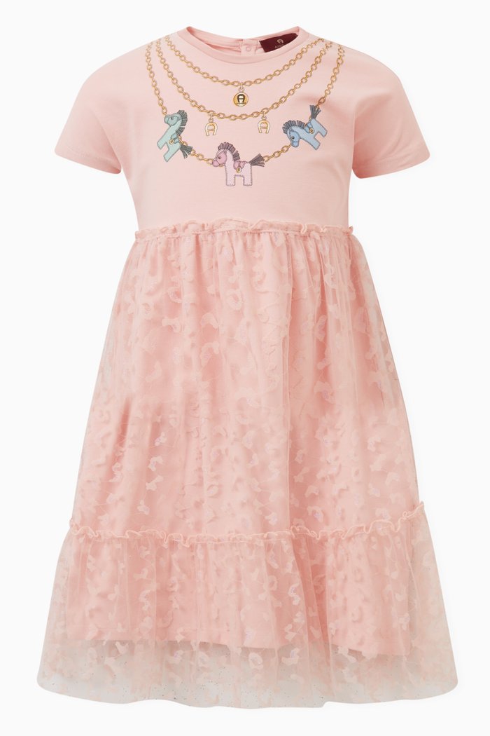 

Illustrated Dress in Cotton, Pink