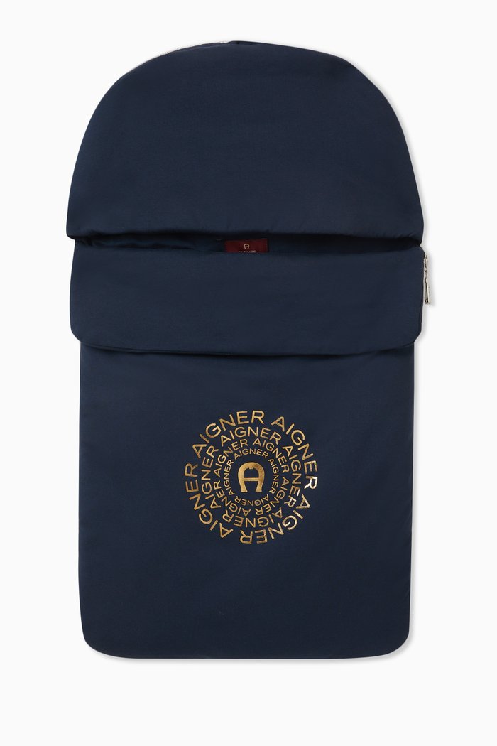 

Foil Logo Baby Nest in Pima Cotton, Blue