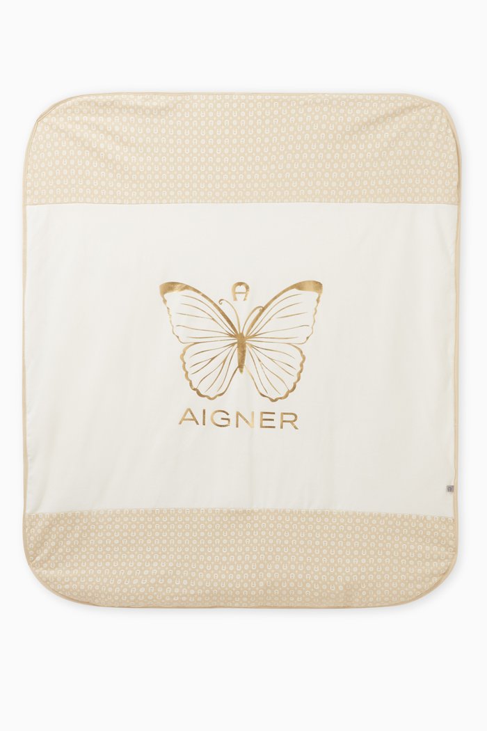 

Butterfly Print Baby Blanket in Cotton, Neutral
