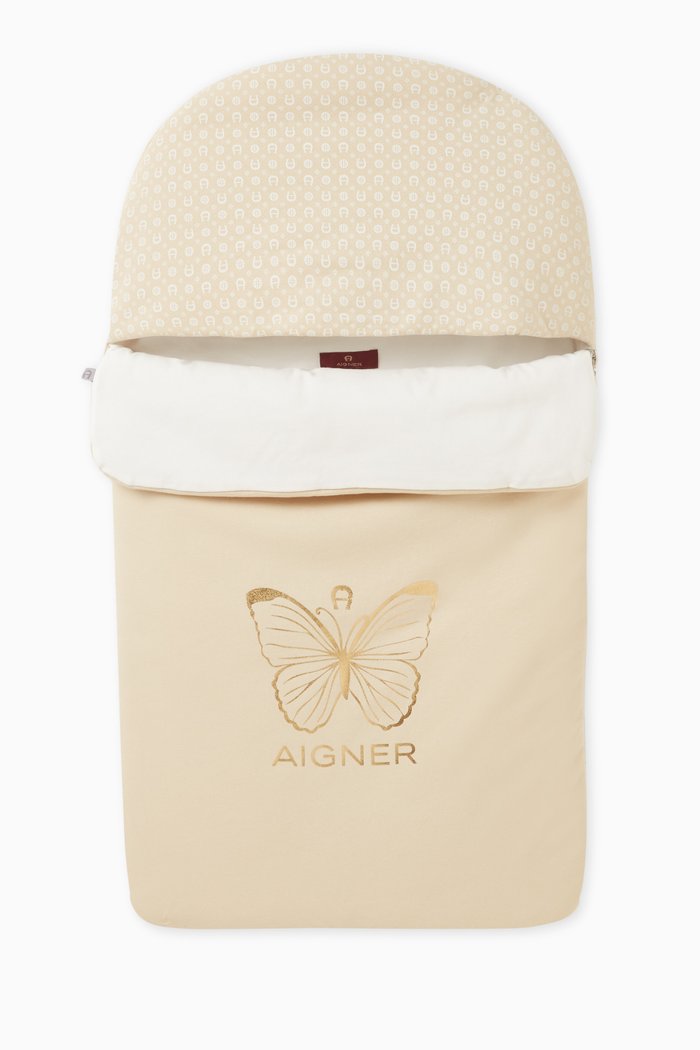 Butterfly Print Sleeping Bag in Cotton, Neutral