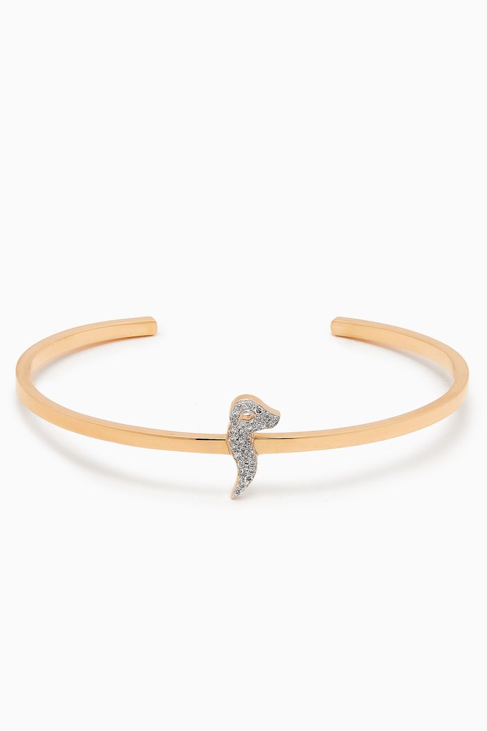 

"M" Letter Diamond Cuff Bracelet in 18kt Yellow Gold