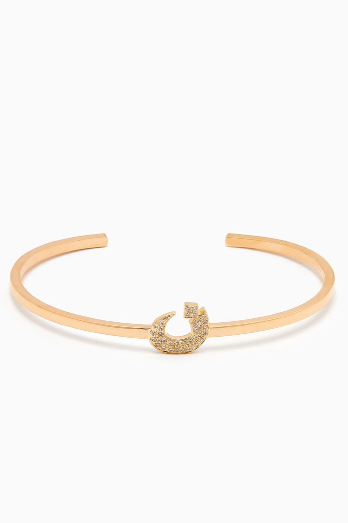 

"N" Letter Diamond Cuff Bracelet in 18kt Yellow Gold
