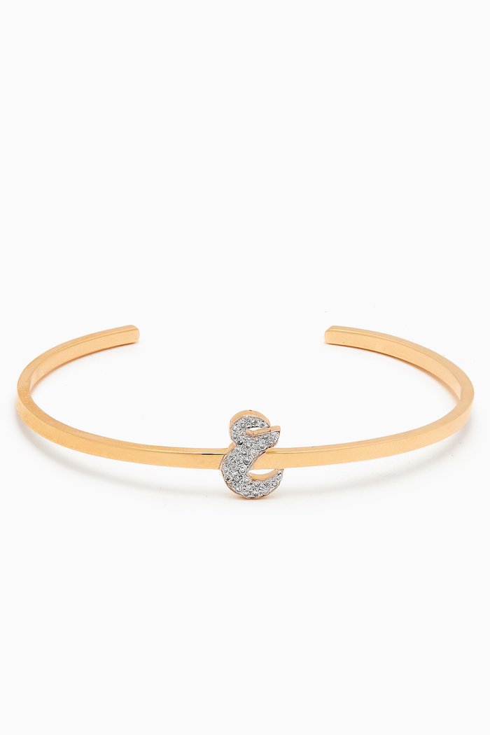

"Ein" Letter Diamond Cuff Bracelet in 18kt Yellow Gold