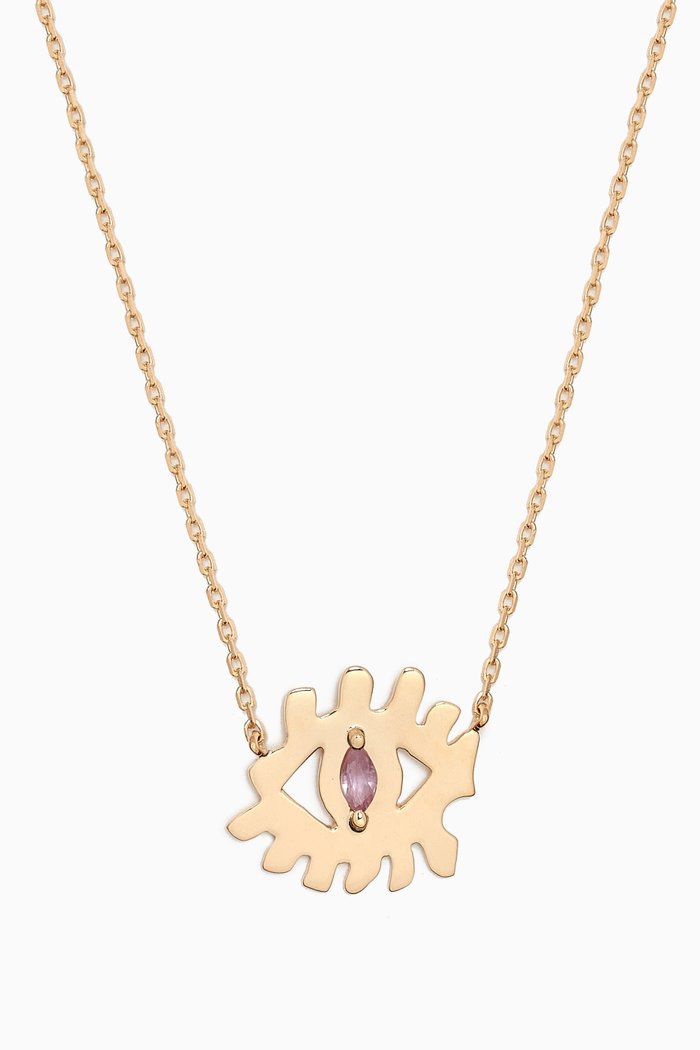 Evil Eye Tourmaline Necklace in 18kt Gold, Yellow