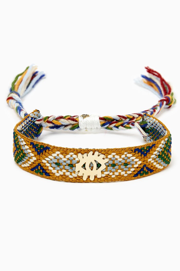 

Evil Eye Woven Bracelet in 18kt Yellow Gold, Blue