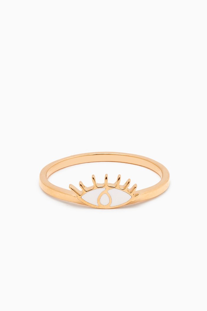 

Eye Enamel Ring in 18kt Yellow Gold, White