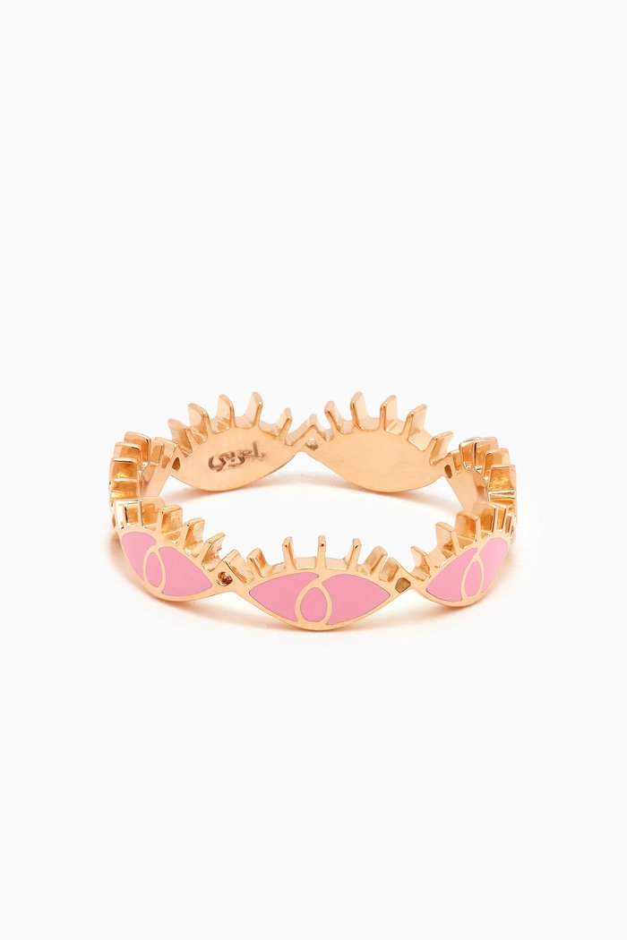 

Multi Eye Enamel Ring in 18kt Yellow Gold, Pink