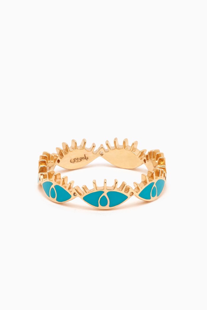 

Multi Eye Enamel Ring in 18kt Yellow Gold, Blue