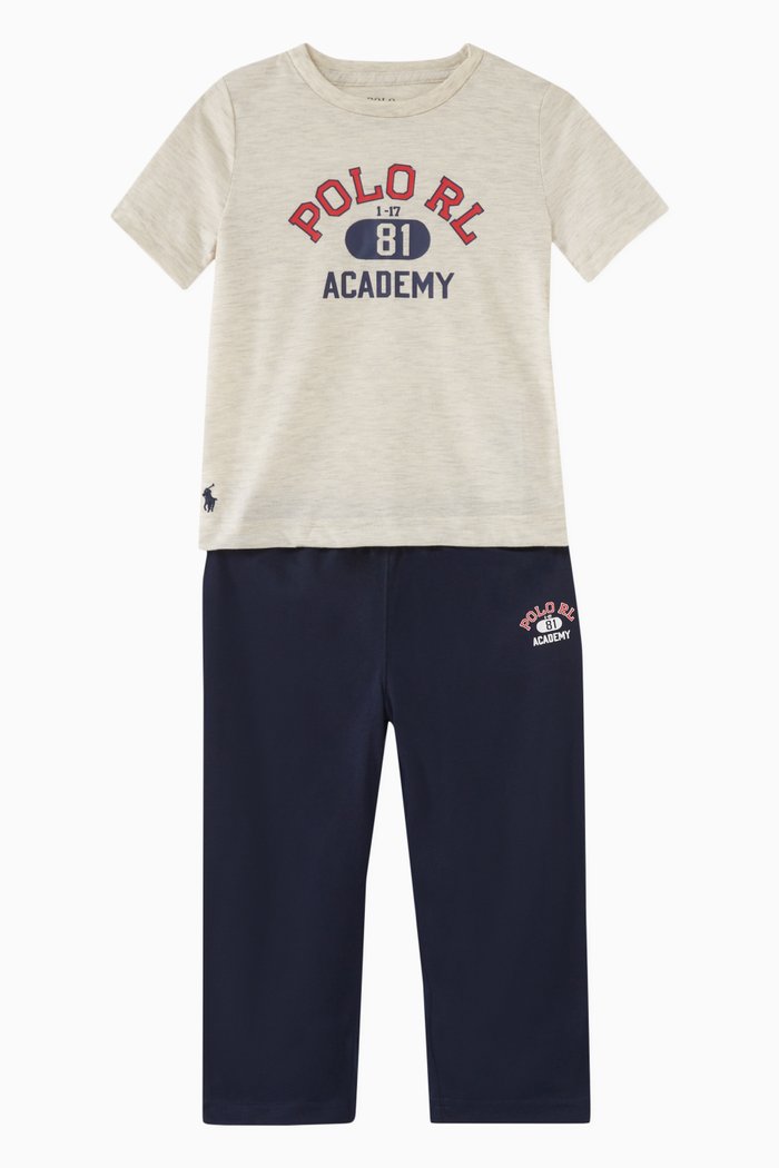 

Logo Printed Pyjama Set in Fabric, Blue