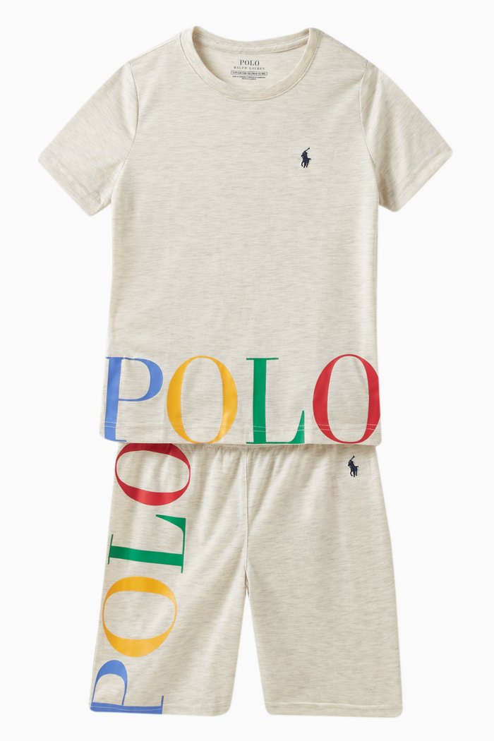 

Graphic Printed Pyjama Set in Cotton, Blue