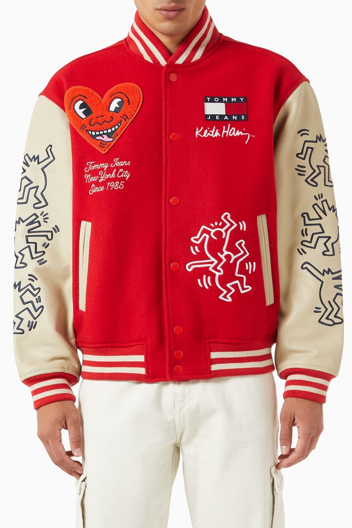 

x Keith Haring Varsity Jacket in Wool Blend, Red