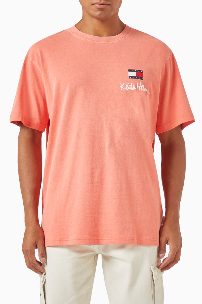x KH T-shirt in Cotton, Orange