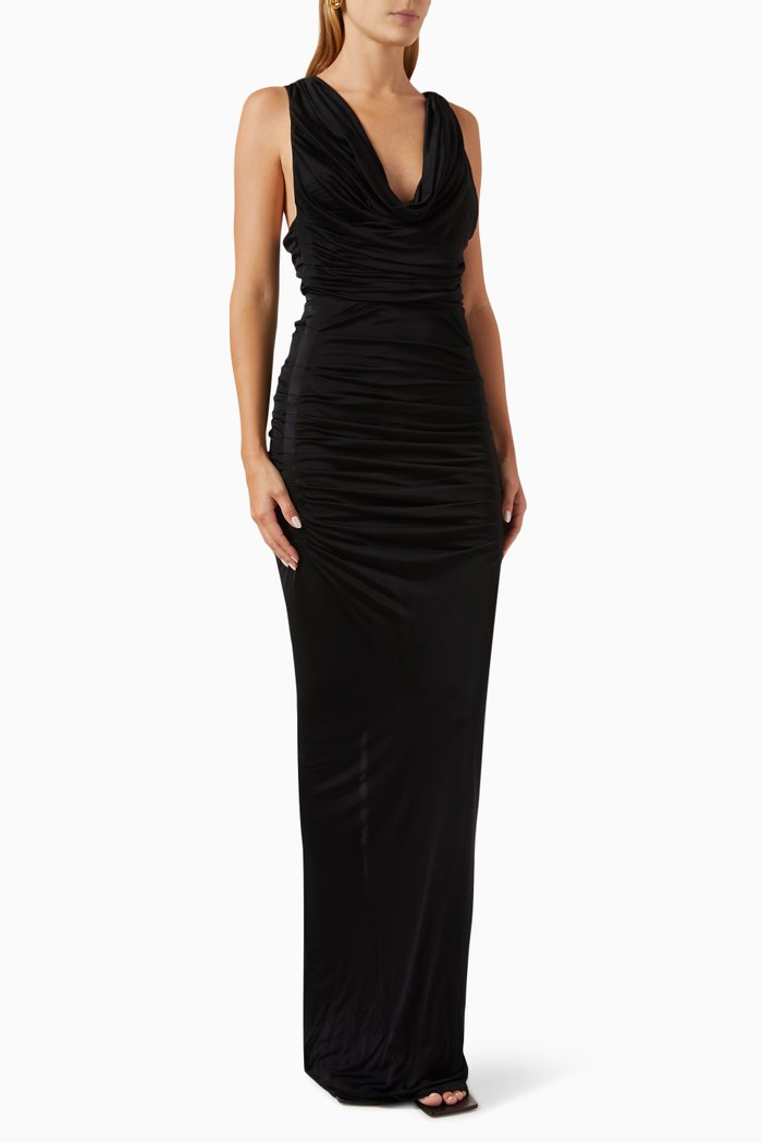 

Ina Draped Maxi Dress in Viscose-jersey, Black