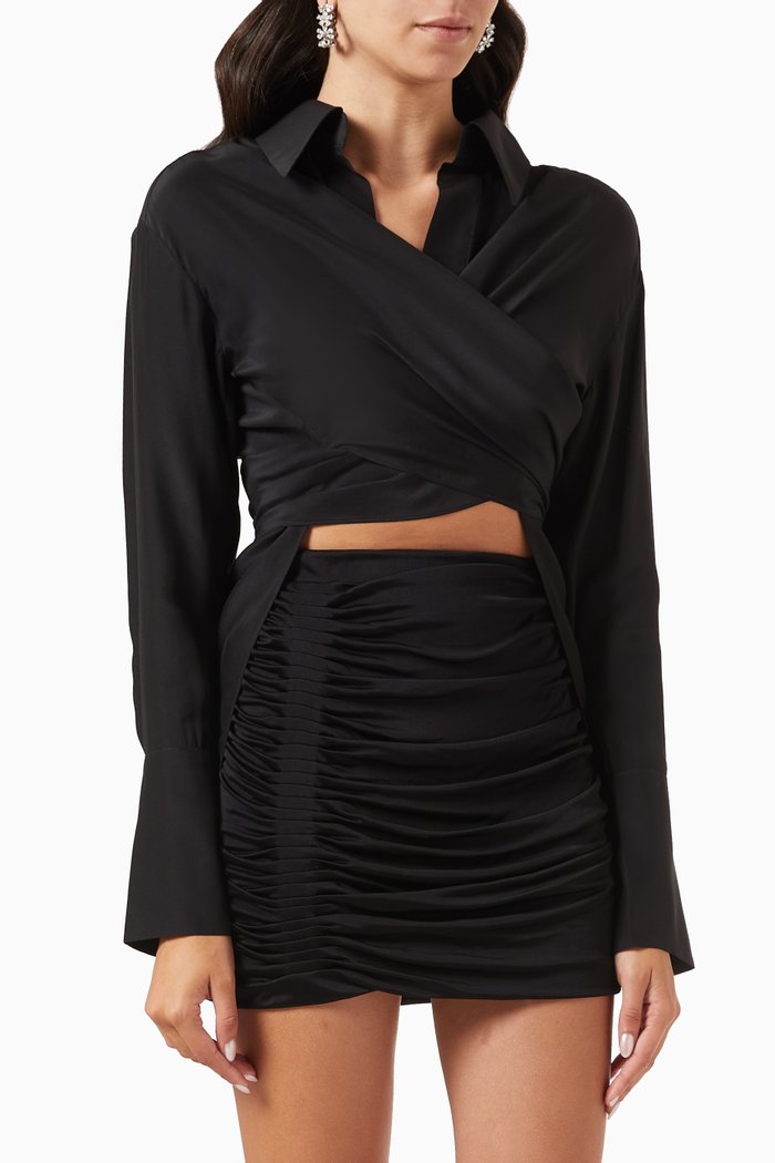 

Sabinas Wrap Shirt in Silk, Black