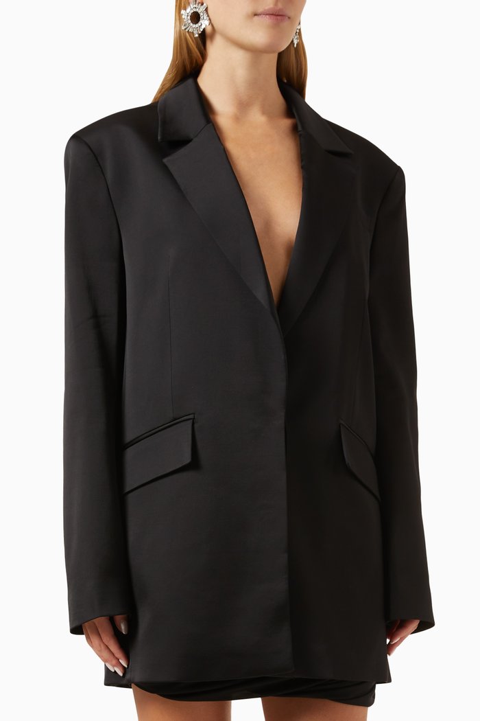 

Mandalay Blazer in Stretch Satin, Black