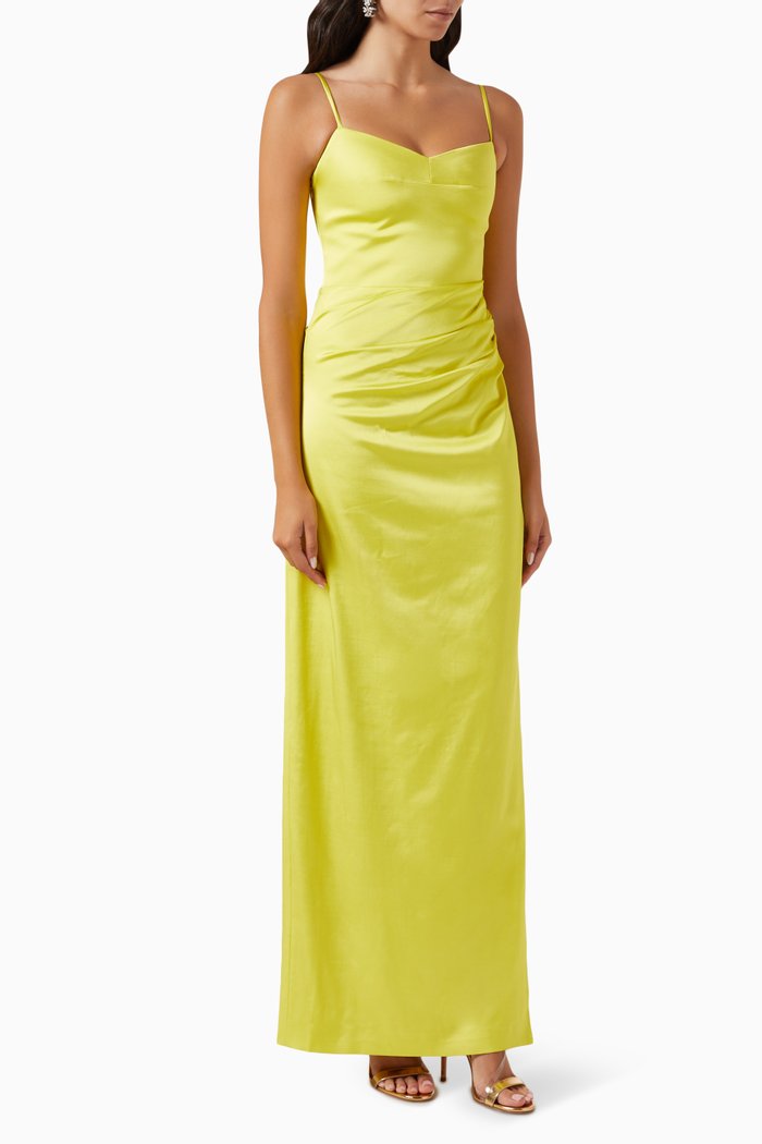 

Vona Maxi Dress in Stretch Satin, Green