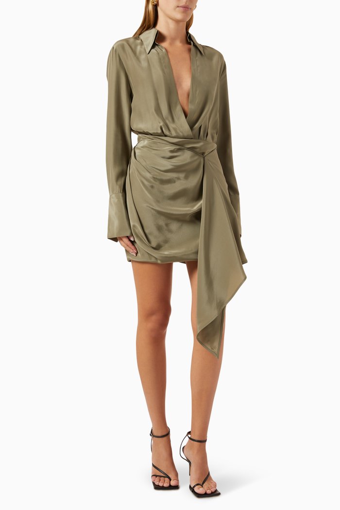 

Gravia Mini Dress in Silk, Green