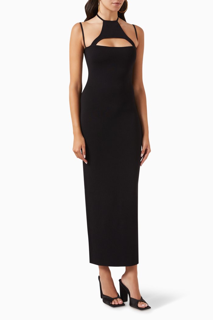 

Valrya Midi Dress in Rayon-knit, Black