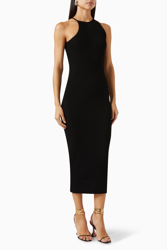 

Altea Ribbed Midi Dress in Rayon-blend Knit, Black