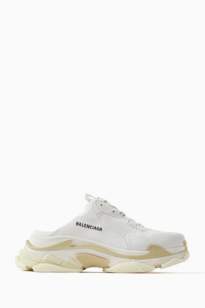 

Triple S Mules in Double Foam & Mesh, White