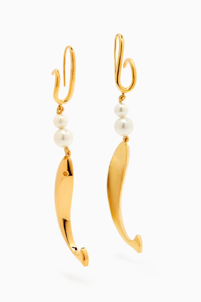 

Sirena Pearl Drop Earrings in 22kt Gold-plated Bronze, White
