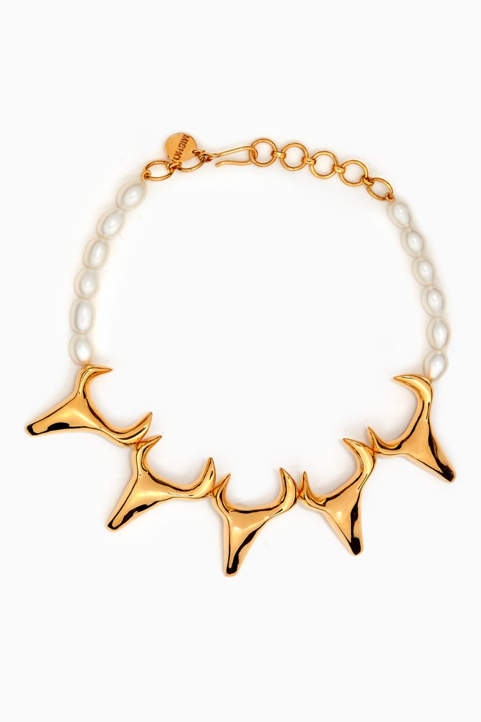 

Toro Pearl Necklace in 22kt Gold-plated Bronze, White