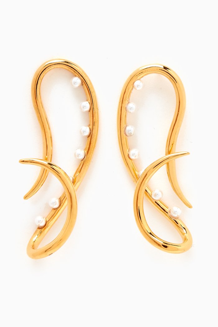 

Twist Pearl Earrings in 22kt Gold-plated Bronze, White