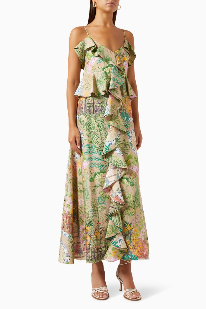 

Aylin Ruffle Dress in Silk, Multicolour