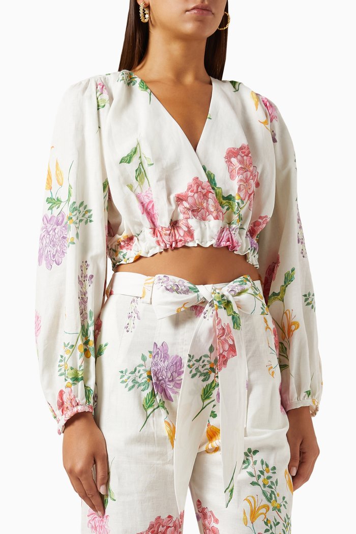 

Ayla Wrap Crop Top in Cotton-blend, White