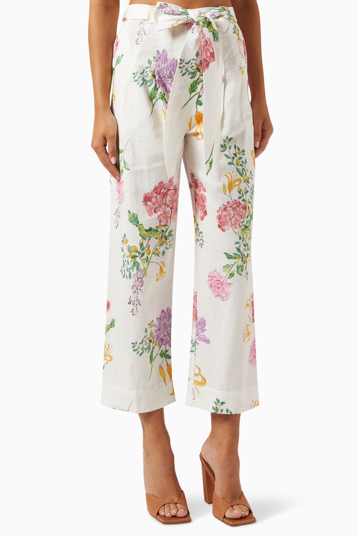 

Mahir Floral-print Pants in Cotton-blend, White